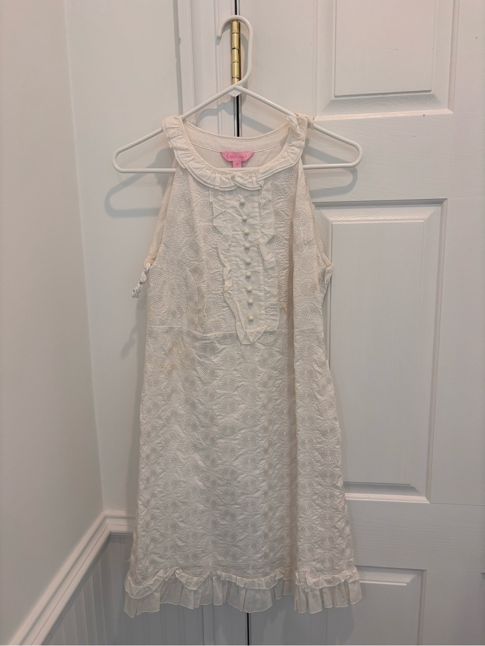 Lilly Pulitzer Cream Ruffle-Front Girls' Dress